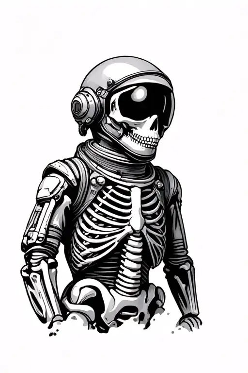 Spacesuit Made Out Of A Skeleton With A Helmet On
