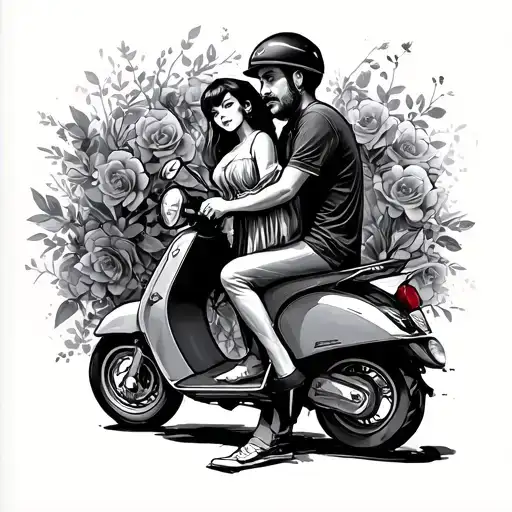Father Girl In Scooter