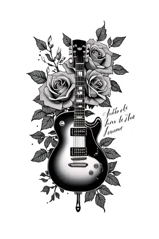 Guitar And Roses With Name Written