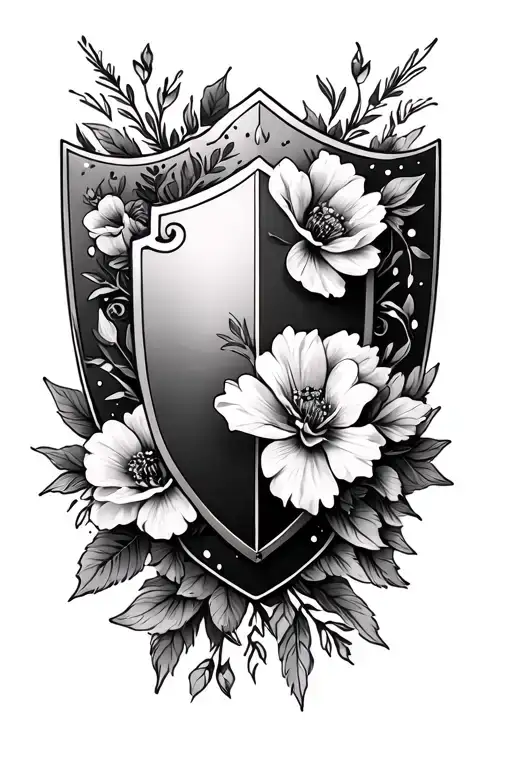 Feminin Shield With Flowers
