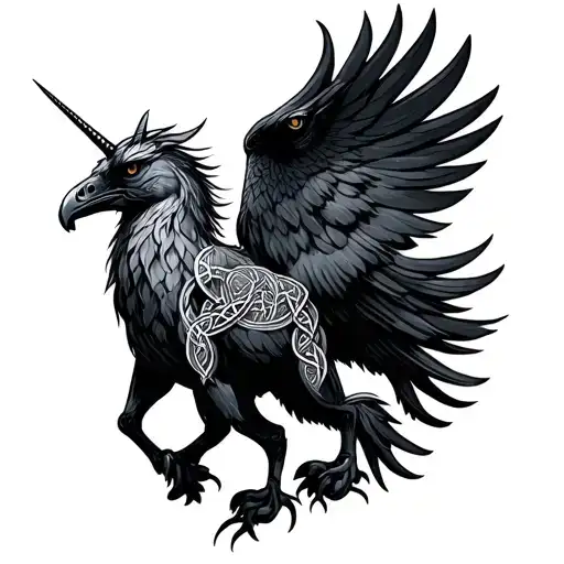 A Celtic Raven With Scotland Unicorn