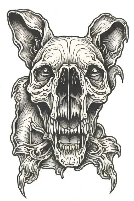 Dog Skull With Mouth Open