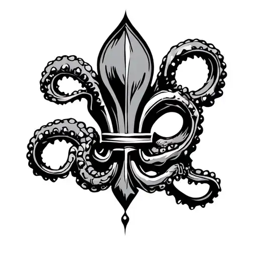 Kraken In Shape Of Fleur De Lis