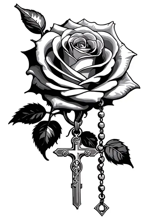 Rosary Coming Out Of Rose
