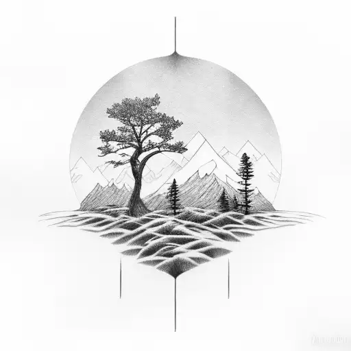 Trees And Mountain