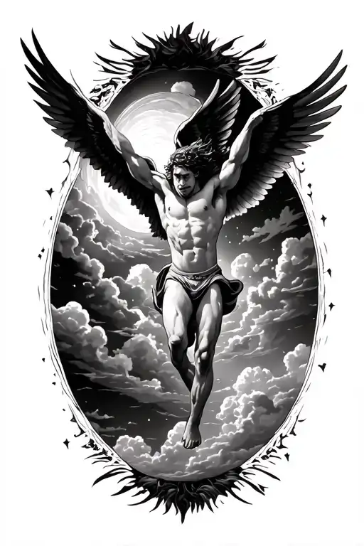 Icarus Falling From Sky With Backround