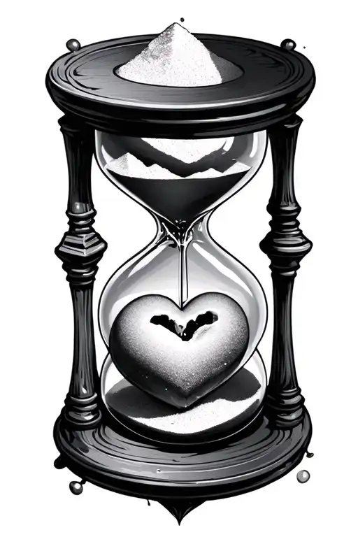 A Hourglass But Too Sand In Shape Of Heart Turning Into A Slull
