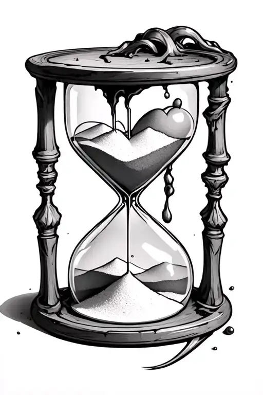 A Hourglass But Top Sand In Shape Of Heart Turning Into A Slull