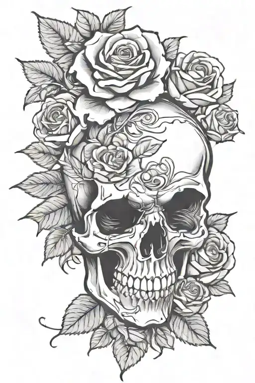 Skull And Roses Wrapped
