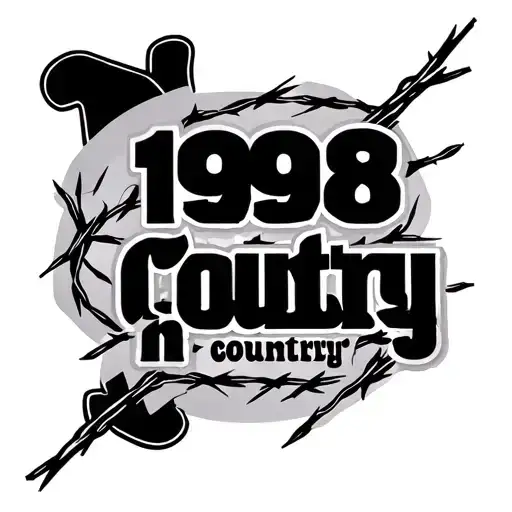 1998 Year In Country Font With A Piece Of Barbed Wire Strike Through The Middle Of It