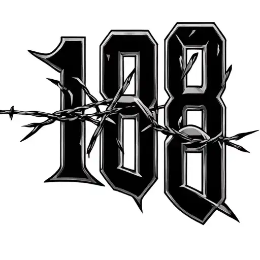 1998 Year In Western Font With 1 Piece Of Barbed Wire Strike Through The Center Of The Numbers