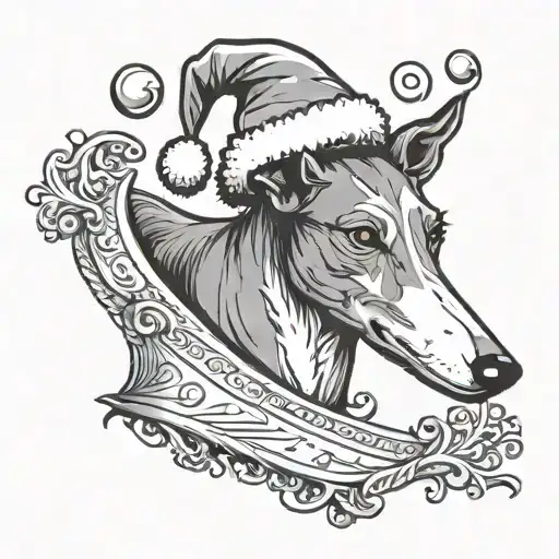 Greyhound Funny Modern Minimalist Christmas Elf