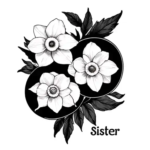 Daffodil And Marigold Flower With Sister And Infinite Sign