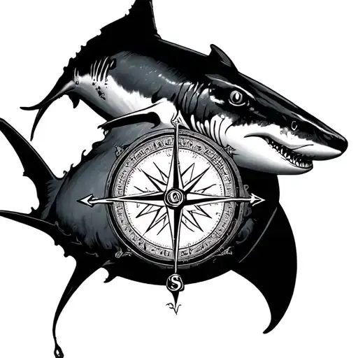 Magic Compass Mit Manta Ray And Wahle Shark
