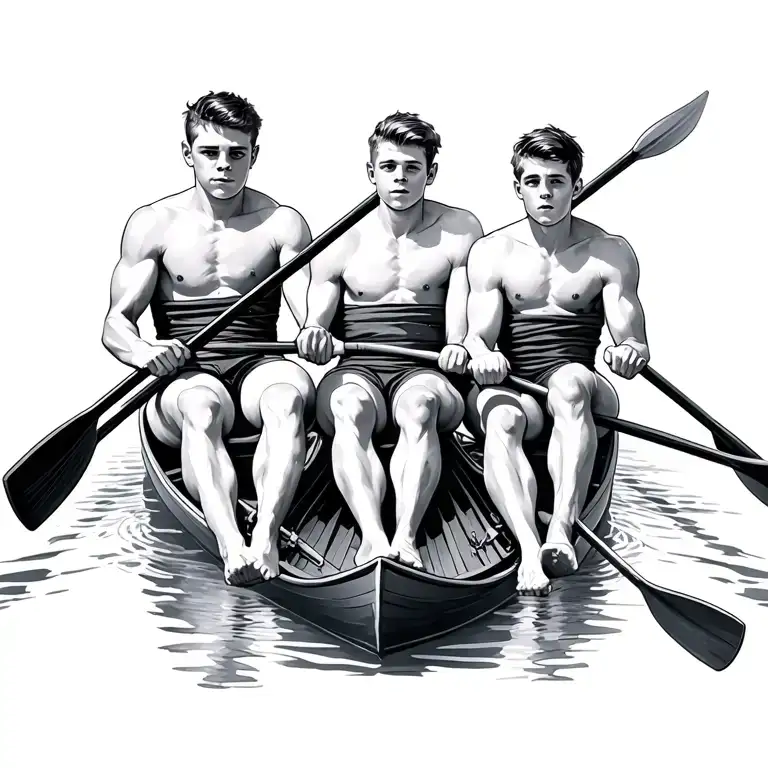 3 Boys Rowing