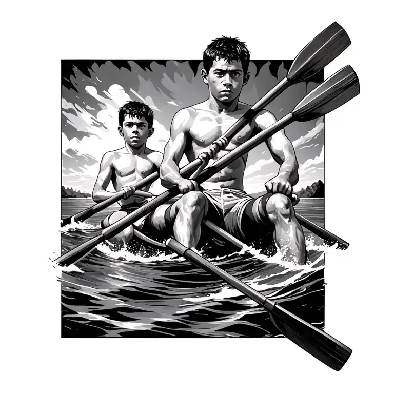 3 Black Sons Rowing Oars