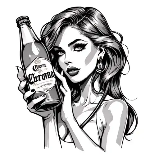 Sexy Female Plaugue Doctor Holding Corona Bottle