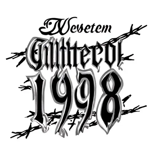 1998 In Western Font On Background Of Barbed Wire