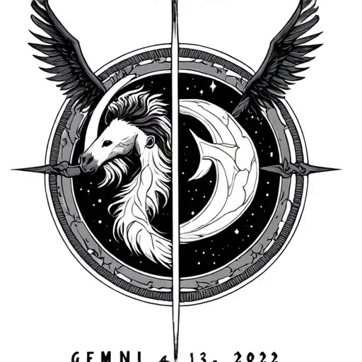 Gemini Sign And Sagittarius Sign Mixed Into 1 Sign With The Date 4-13-2022