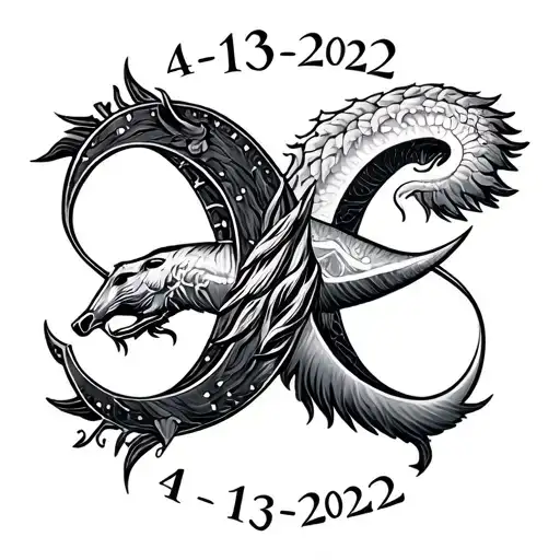 Gemini Zodiac Symbol And Sagittarius Zodiac Symbol Mixed Into 1 Sign With The Date 4-13-2022