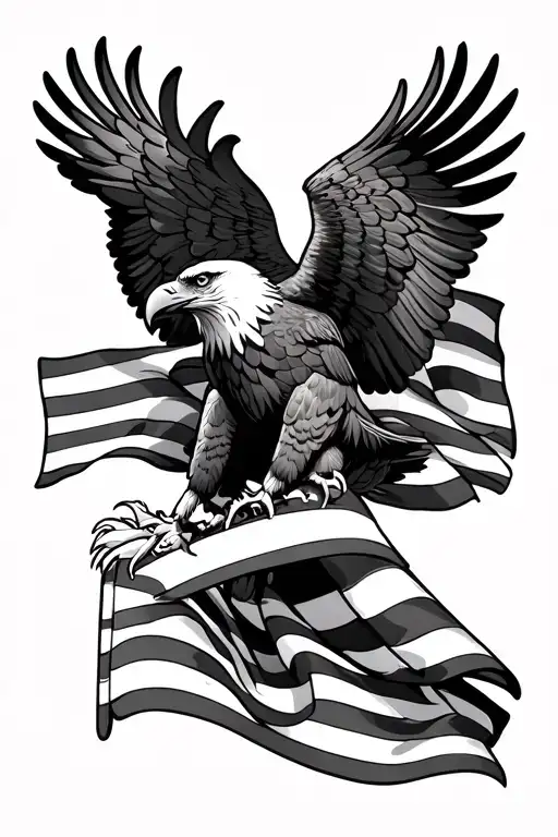 Eagle With Waving American Flag
