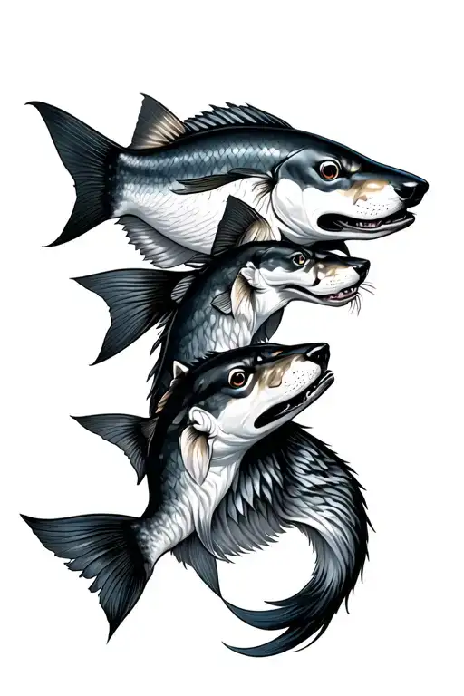 Zander Fish Wolves Full Arm Sleeve