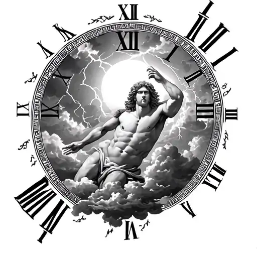 Creation Of Adam With Clouds And Lightening Around With Roman Numerals Blended In