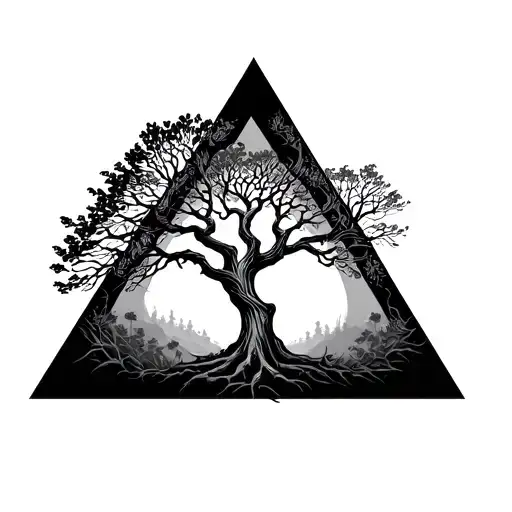 Triangle With Tree Growing