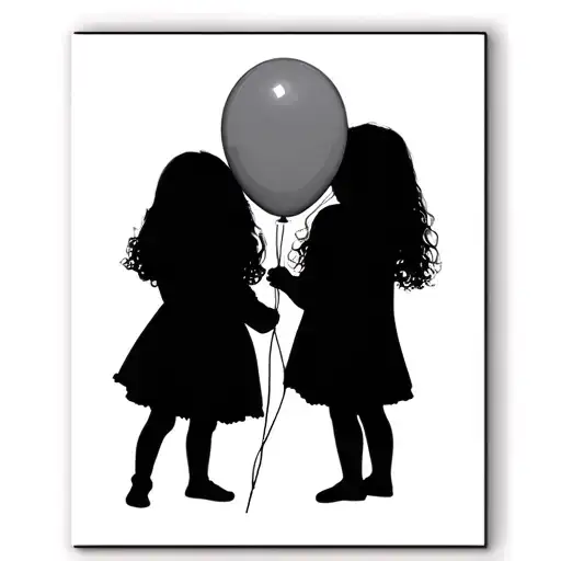 Children Holding Balloon In A Card Featuring