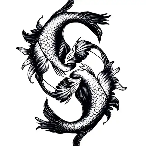 Pisces Symbol Intertwined With Gemini And Virgo Zodiac Sign