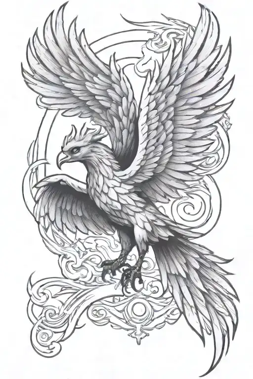 Phoenix Rising From The Ashes With The Wings Up