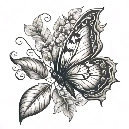 A Butterfly Made Out Of Coffee Beans And Leaves