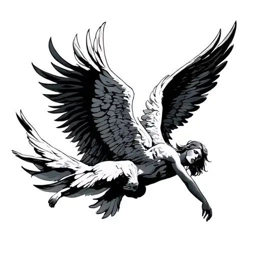 Fallen Angel With Rising Pheonix Flying