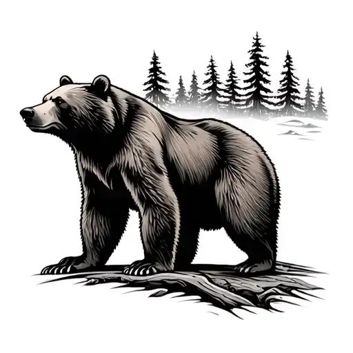 Bear With Trees In The Backgound