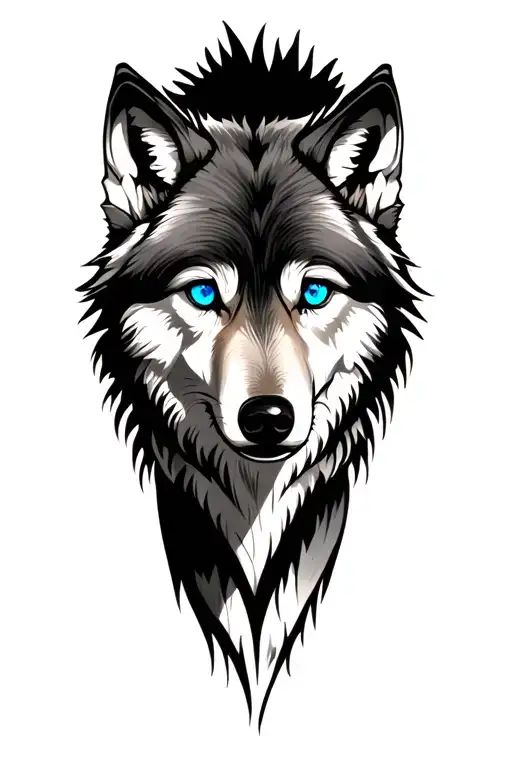 Wolf With Blue Eyes And A Path Underneath