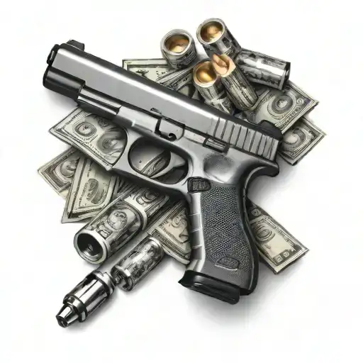 Money With Glock And Bullets