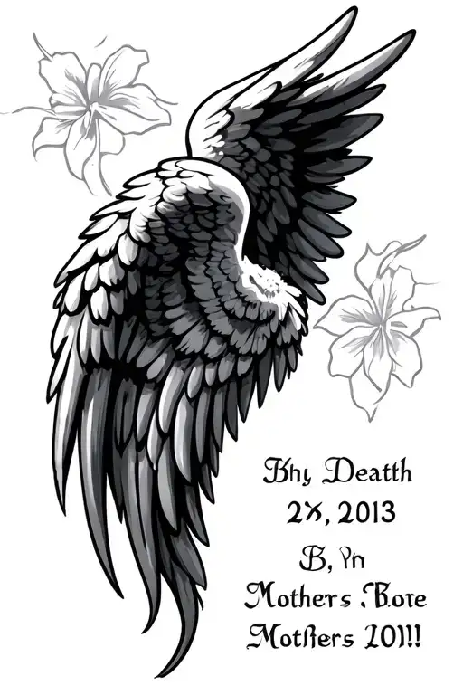 Angel Wings With Birth And Death Date For Mothers Memorial