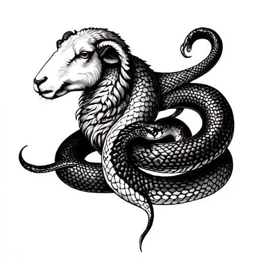 Sheep And Snake Intertwined