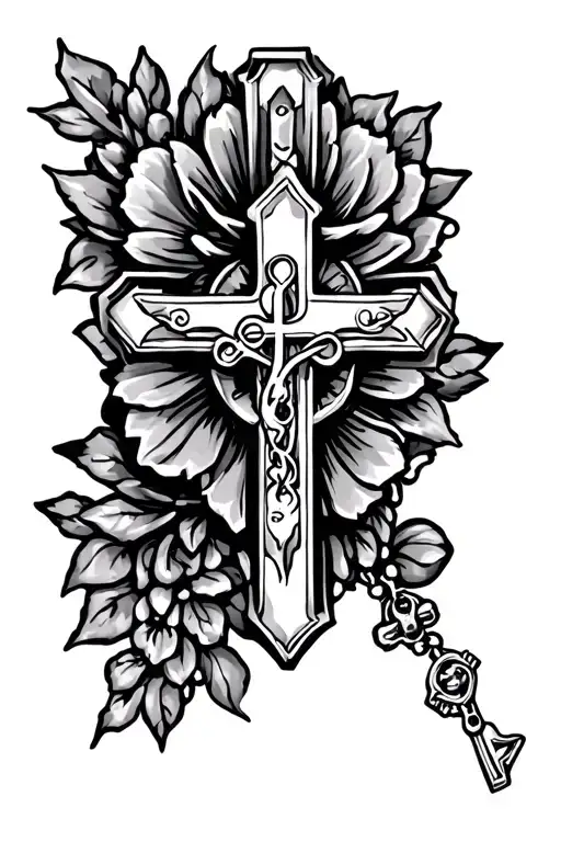Rosary Cyber Sigilism Style Tattoo Shoulder