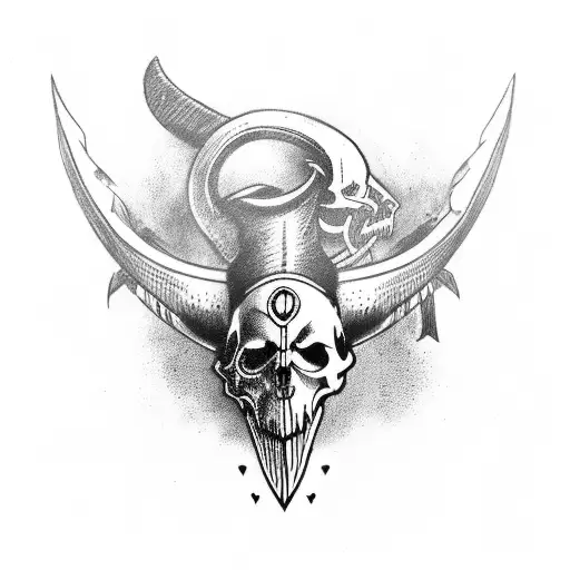 Viking Ship With Skull And Ravens