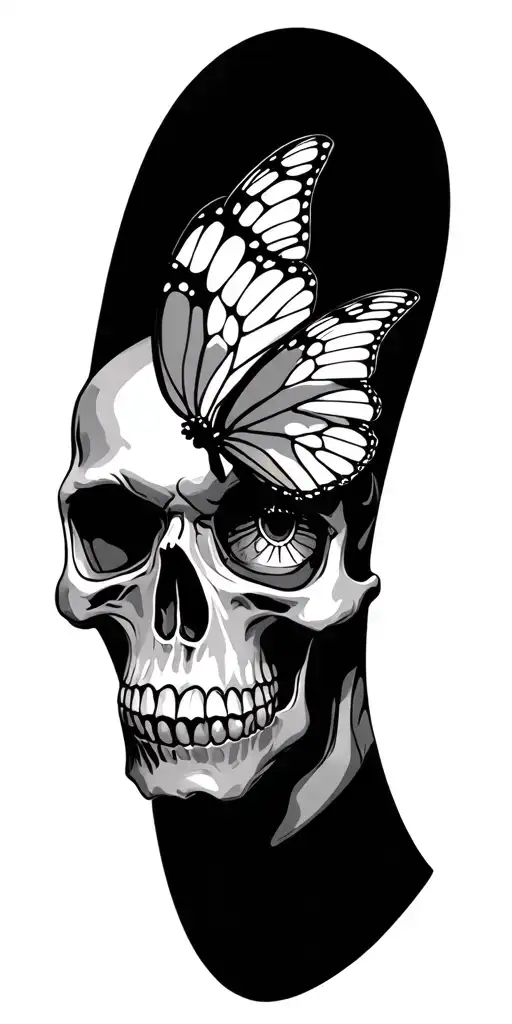 Skull With Butterfly Over Eyes