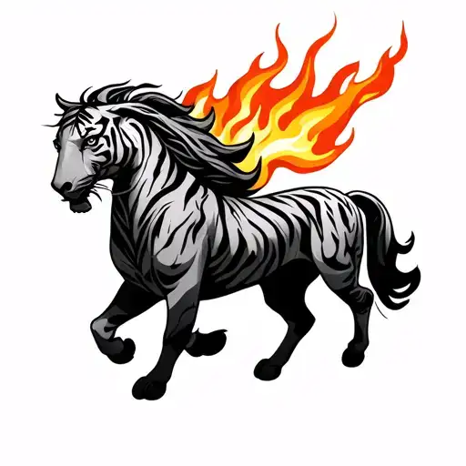 Esrth Tiger Following A Fire Horse - Simple
