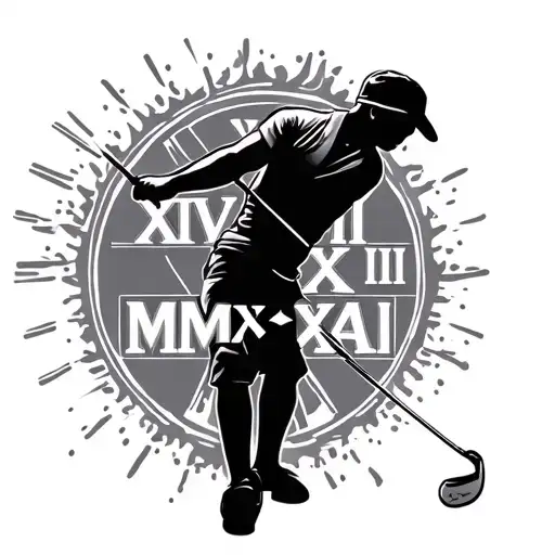 Golfer Silhouette With Roman Numerals Xiv Xii Mmxxiv