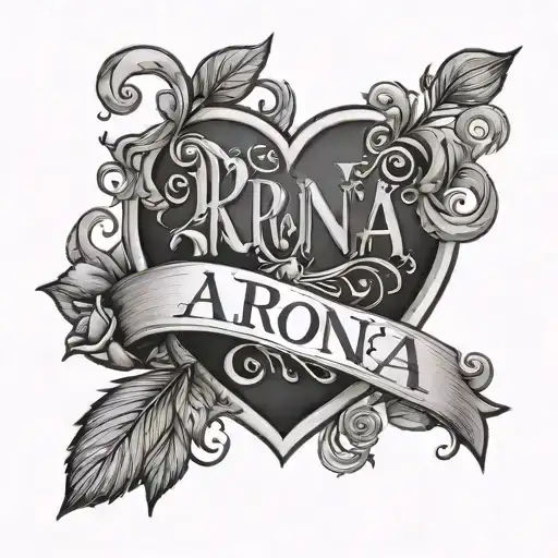 The Name Aronna With A Simple Nice Background Involving Love