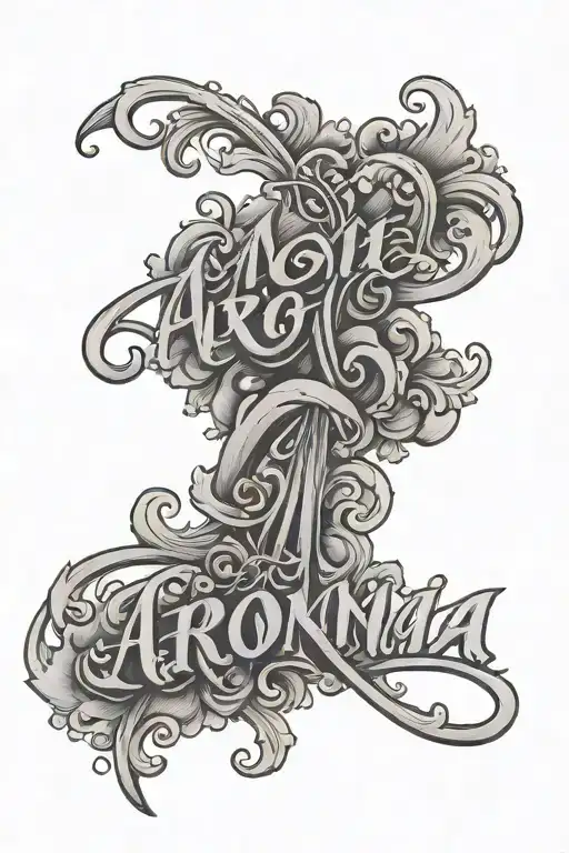 The Name Aronna In Script Cursive Shaded A Little