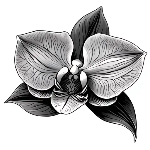 Orchid With Melanesian Tribal Design Combining Elements