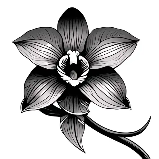 Orchid With Melanesian Tribal Design Incorporating Elements