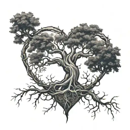A Tree With Roots Spelling Out 'Loyalty' And Branches Forming A Heart Shape