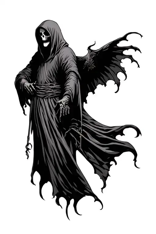 Hooded Grim Reaper With A Back Ground