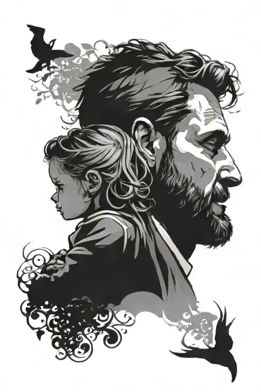 Father And Daughter Silhouette Surrounded